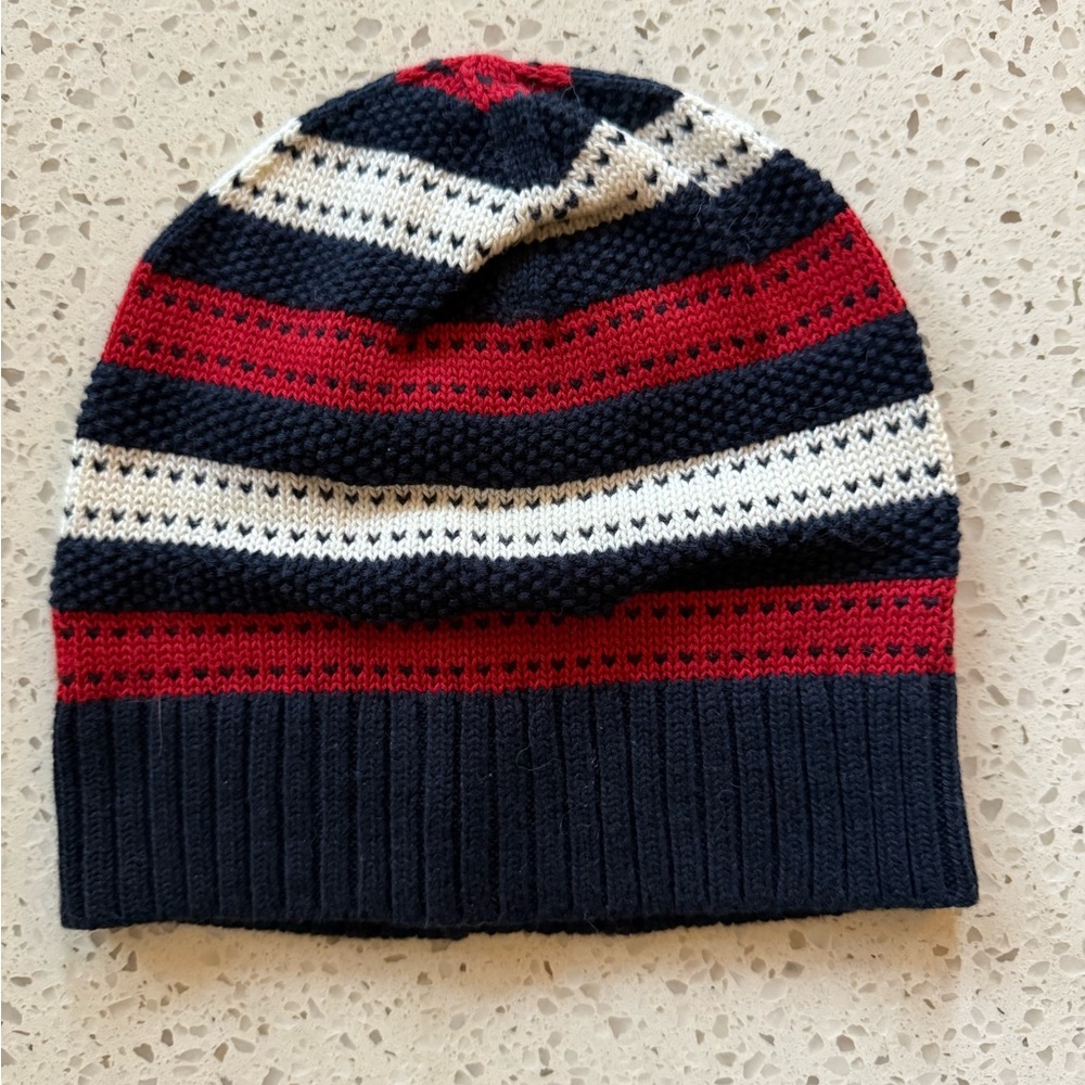 Banana Republic Women’s Red, White & Navy Striped Cotton/Wool Beanie